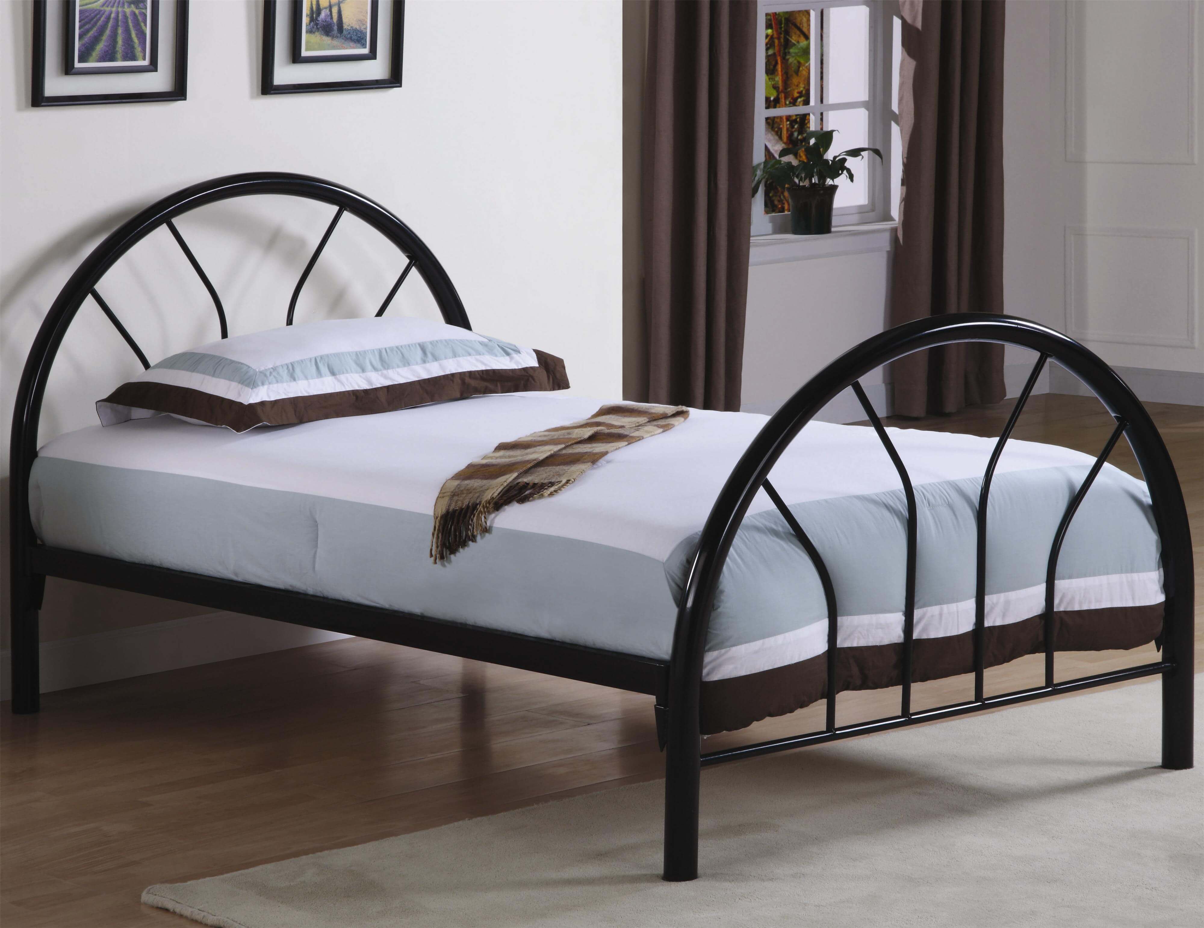 New Metal Twin Size Kid Bed Frame with Headboard and Footboard 
