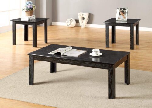 3 Piece Black Coffee and End Table Set by Global Trading