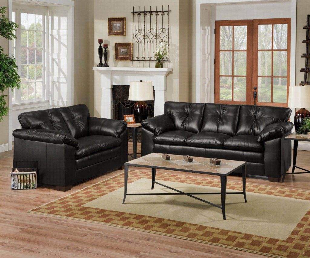Bravo Black Sofa and Loveseat Fabric Living Room Sets