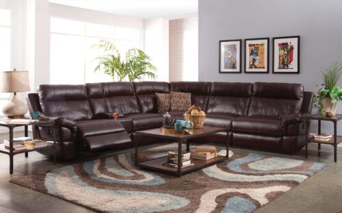 Sussex Lambskin Chocolate Reclining Chocolate Sectional