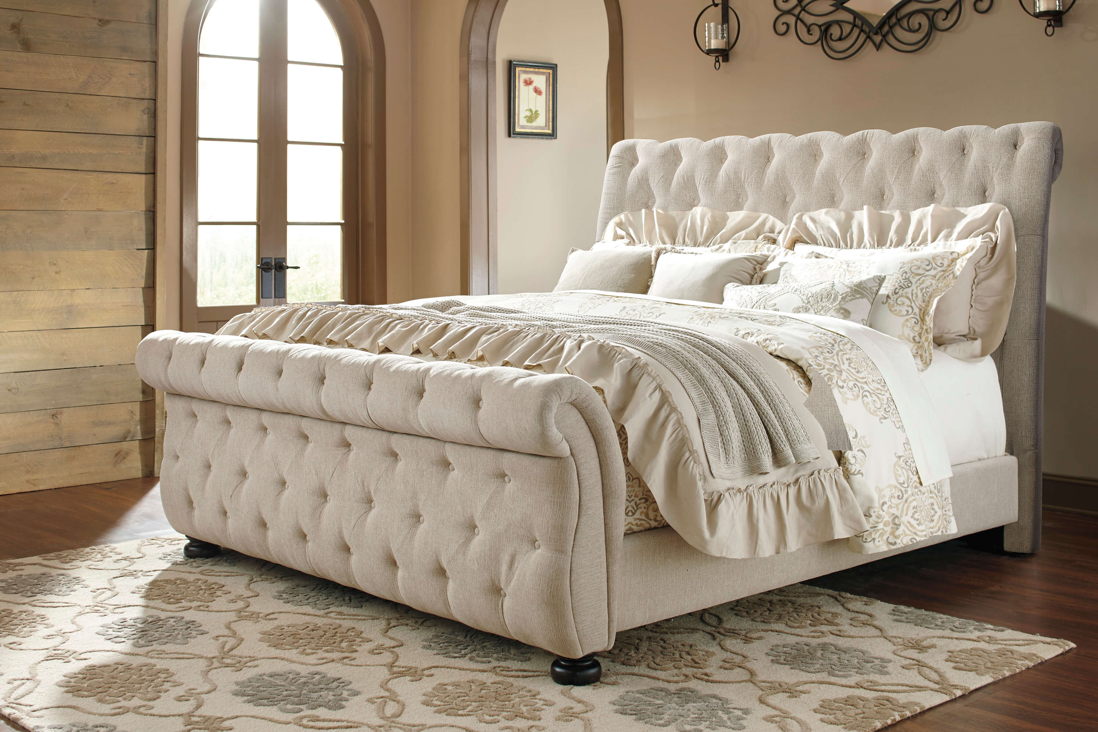 Willenburg Linen Tufted Bed by Ashley Furniture | Beds
