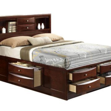 King Emily Espresso Storage Bed By, Wilmington King Sleigh Bed Frame