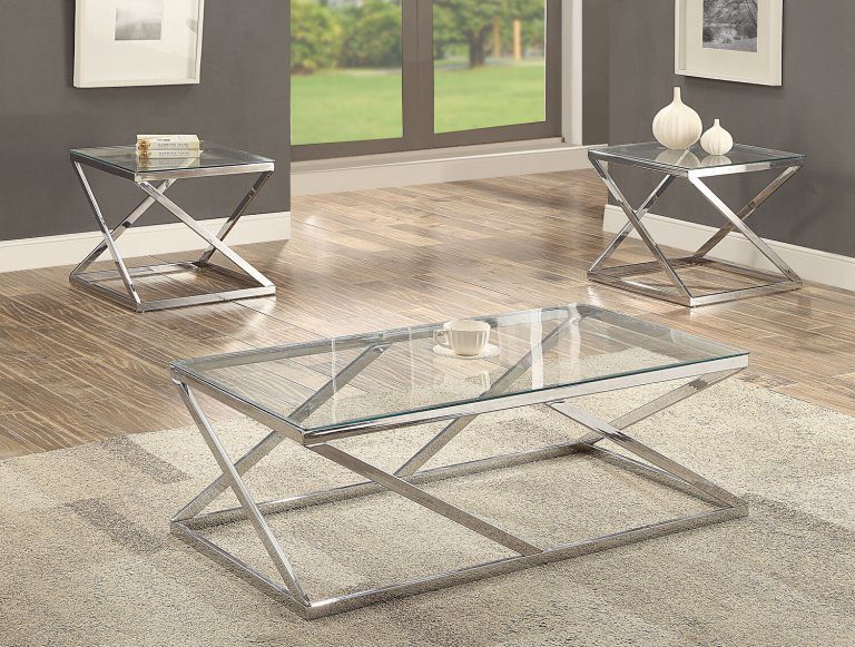Chase Chrome and Glass Coffee and End Table Set
