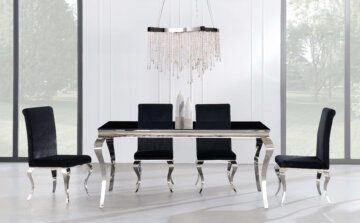 Neoclassical Black Glassing Dining Room Set