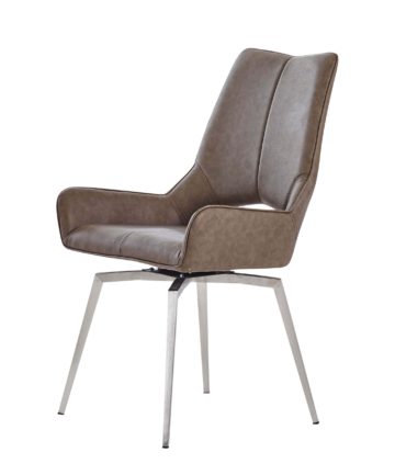 Contemporary Marble Finish with White Swivel Chairs