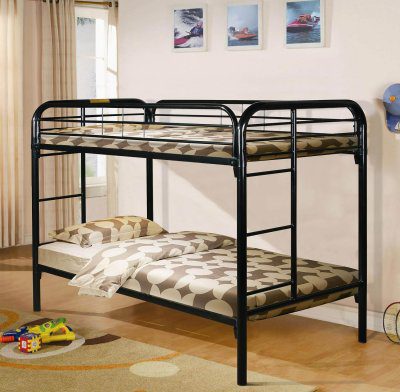 Black Twin Over Twin Metal Bunk Bed