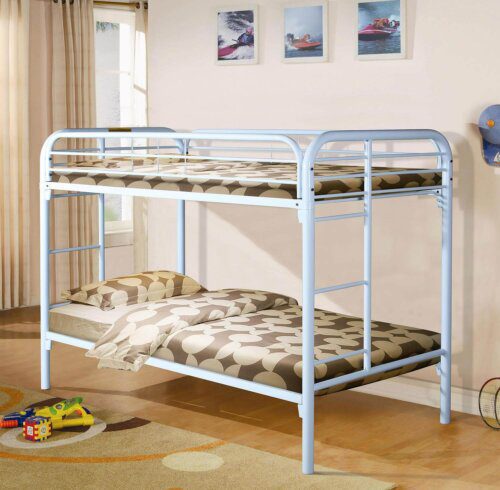 White Twin Over Twin Metal Bunk Bed