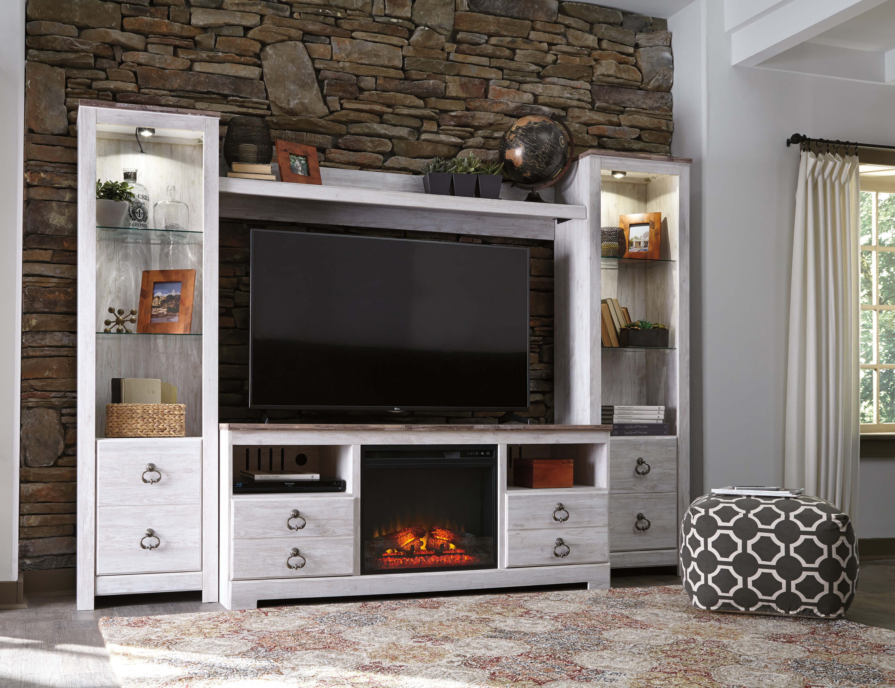 Willowton Entertainment Wall Unit With Fireplace Entertainment Furniture