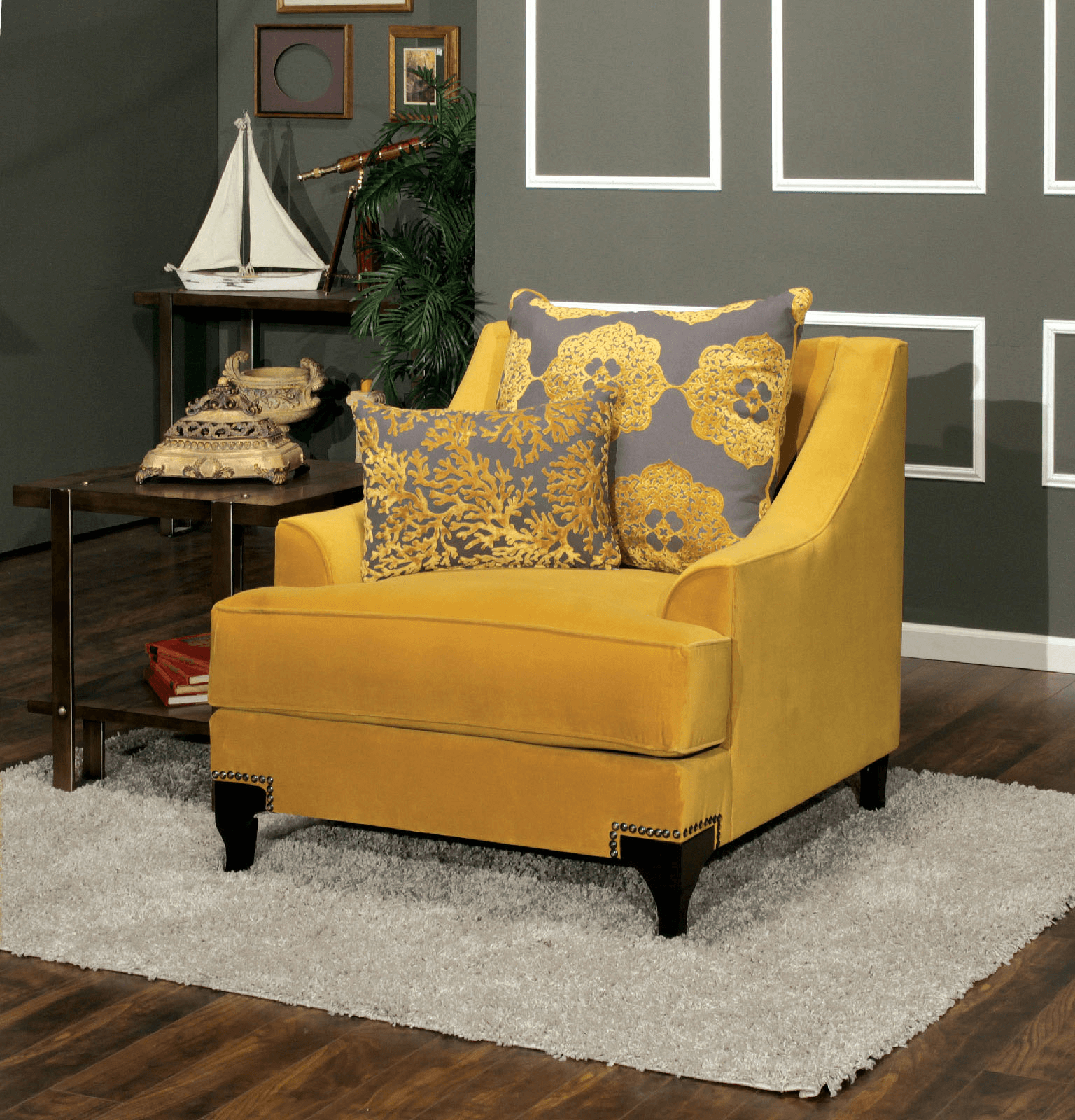 Viscontti Gold Sofa and Loveseat Fabric Living Room Sets