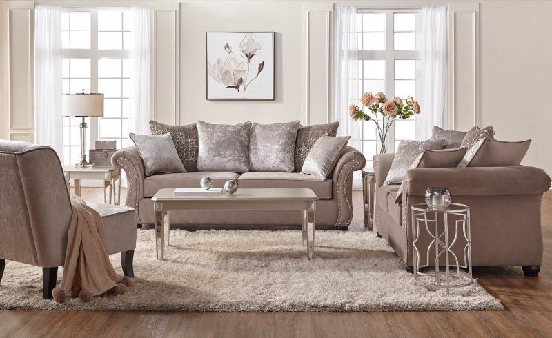 Cosmo Putty Sofa and Loveseat | Fabric Living Room Sets
