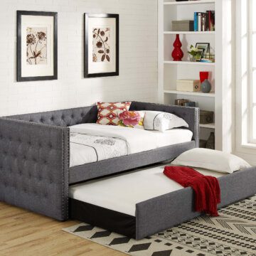 Grey Tufted Trina Daybed with Trundle