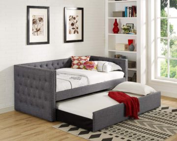 Grey Tufted Trina Daybed with Trundle