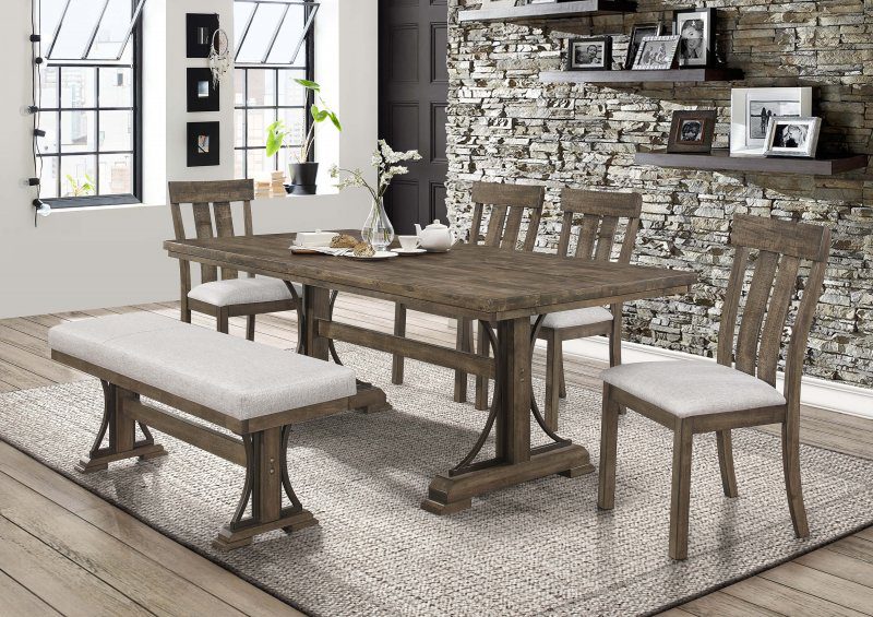 2131 Quincy Dining set with BenchDISCONTINUED • Urban Furniture Outlet