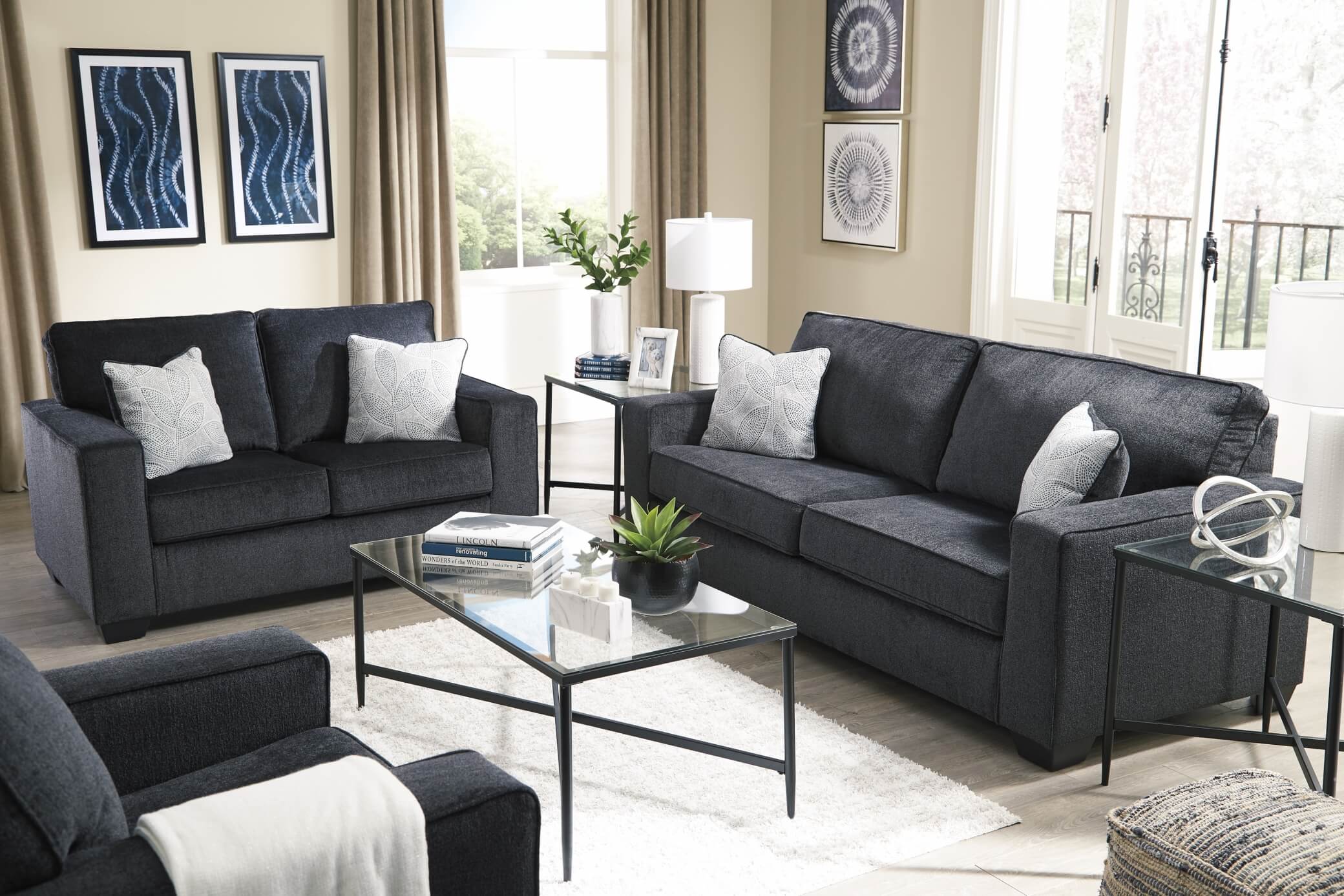 slate living room sofa