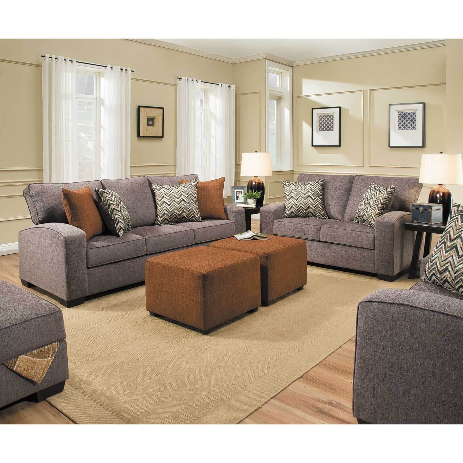 Endurance Shadow Sofa And Loveseat Set, Fabric Living Room Sets