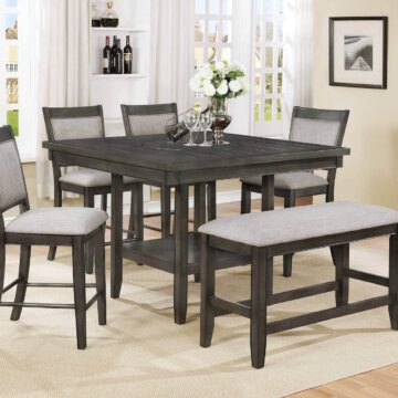 Fulton Grey Counter Height Set with Lazy Susan