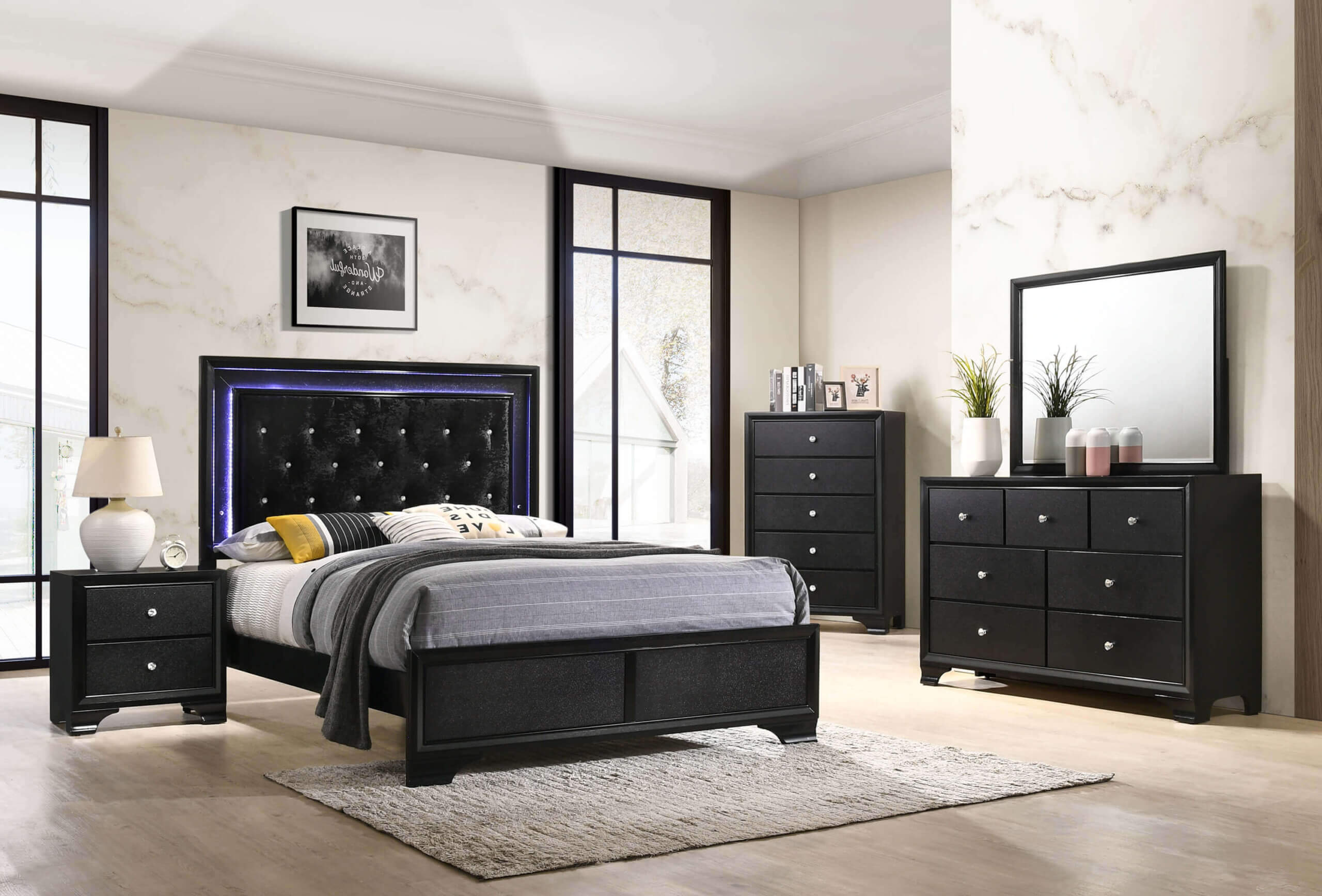Verscheidenheid Zegevieren Psychologisch Micah Black LED Bedroom Furniture Sets | Urban Furniture Outlet