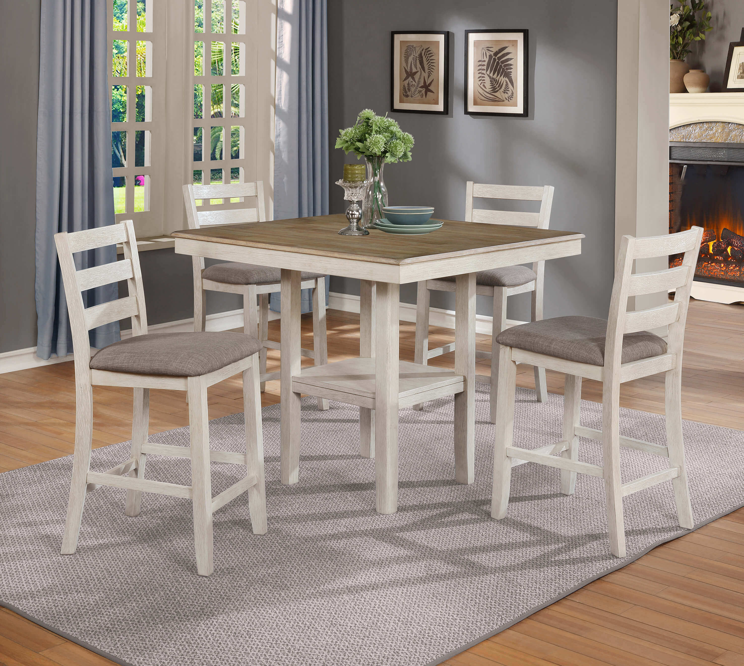 Tahoe White Counter Height Set | Dining Room Furniture Sets High Dining Room Tables
