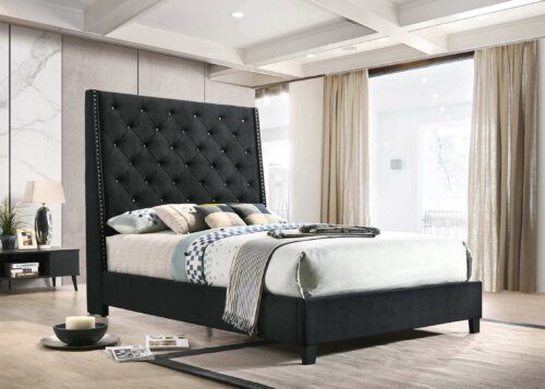 Chantilly Black Upholstered Bed