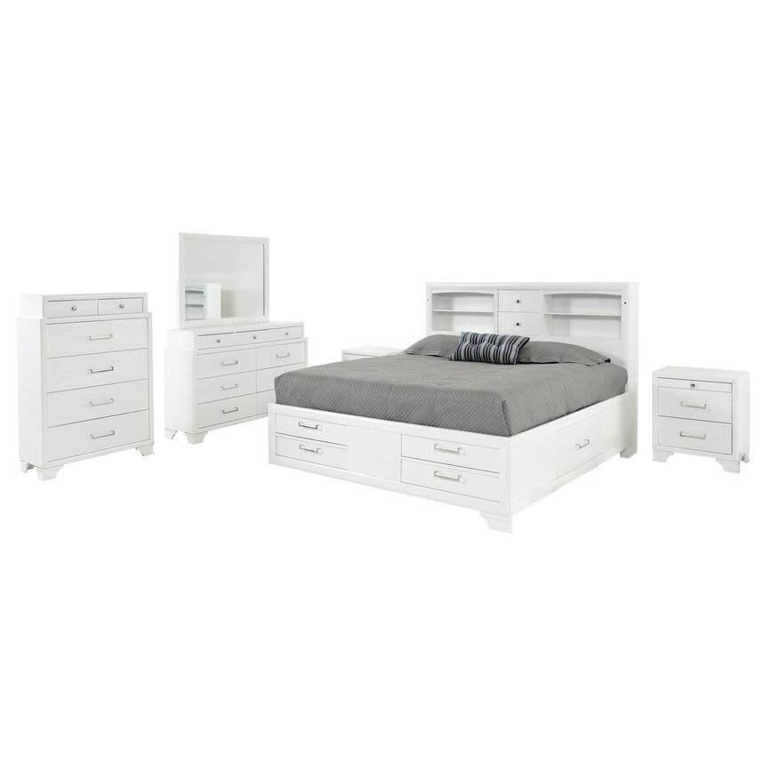 Jordyn White Storage Bedroom Set, White Bed Frame Drawers