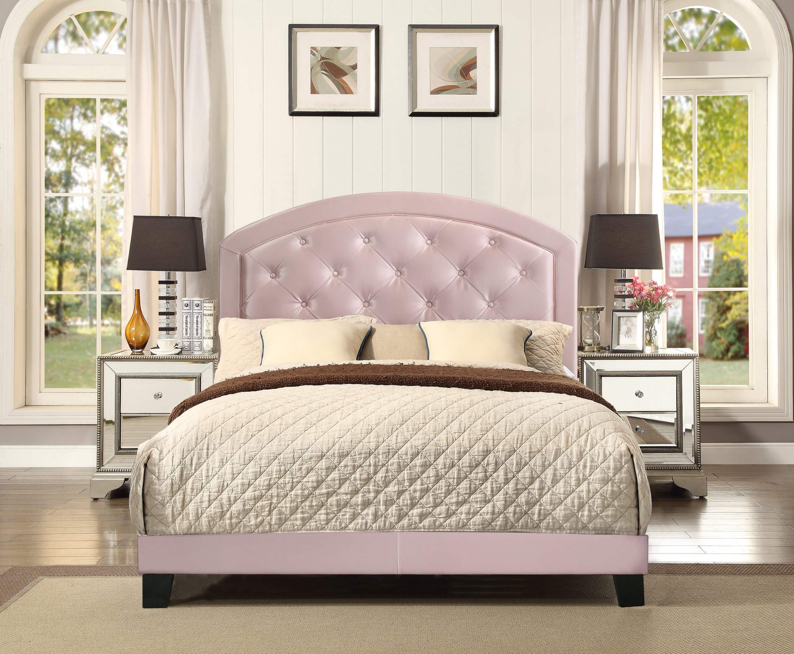 Gaby Pink Tufted Platform Bed Urban, Pink Tufted Twin Bed