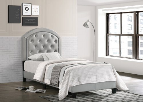 Gaby Silver Tuftted Platform Bed