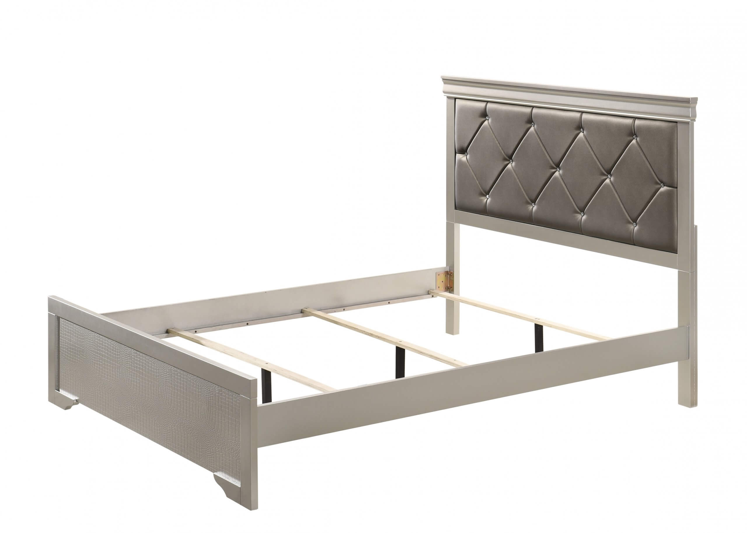 Amalia Silver King Sleigh Bed By Crown, Silver King Bed