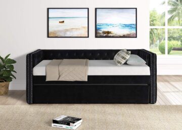 Black Tufted Trina Daybed with Trundle