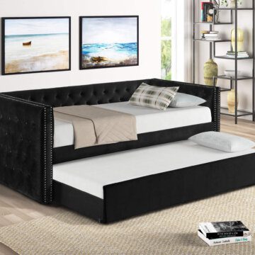 5335 Black Tufted Trina Daybed with Trundle