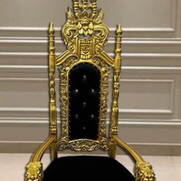 King David Lion Throne Chair Black and Gold