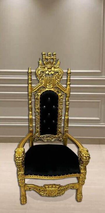 King David Lion Throne Chair Black and Gold