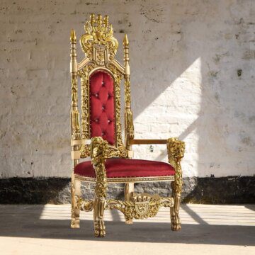 King David Lion Throne Chair Red and Gold