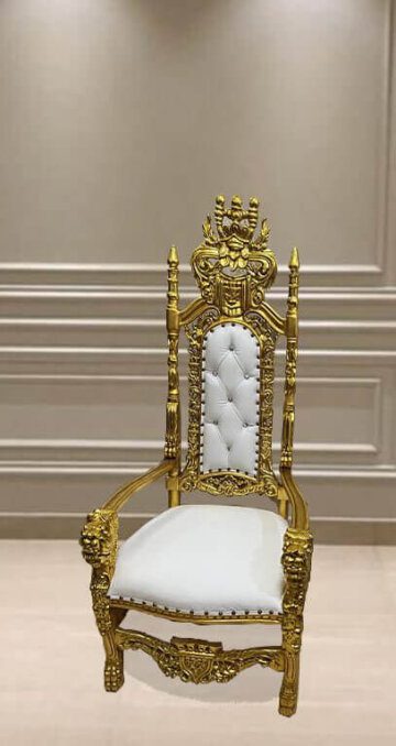 King David Lion Throne Chair White and Gold