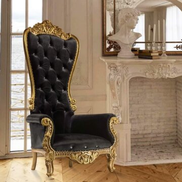 Throne Chair Black and Gold