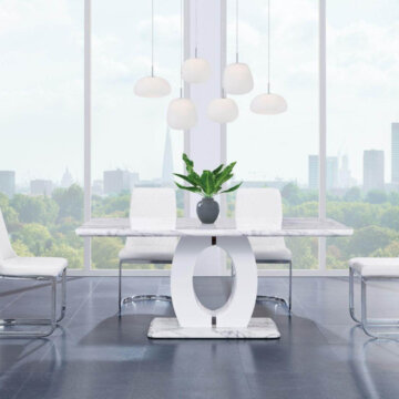 D894 Contemporary Marble Finish with White Chairs
