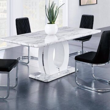 D894 Contemporary Marble Finish with Black Chairs