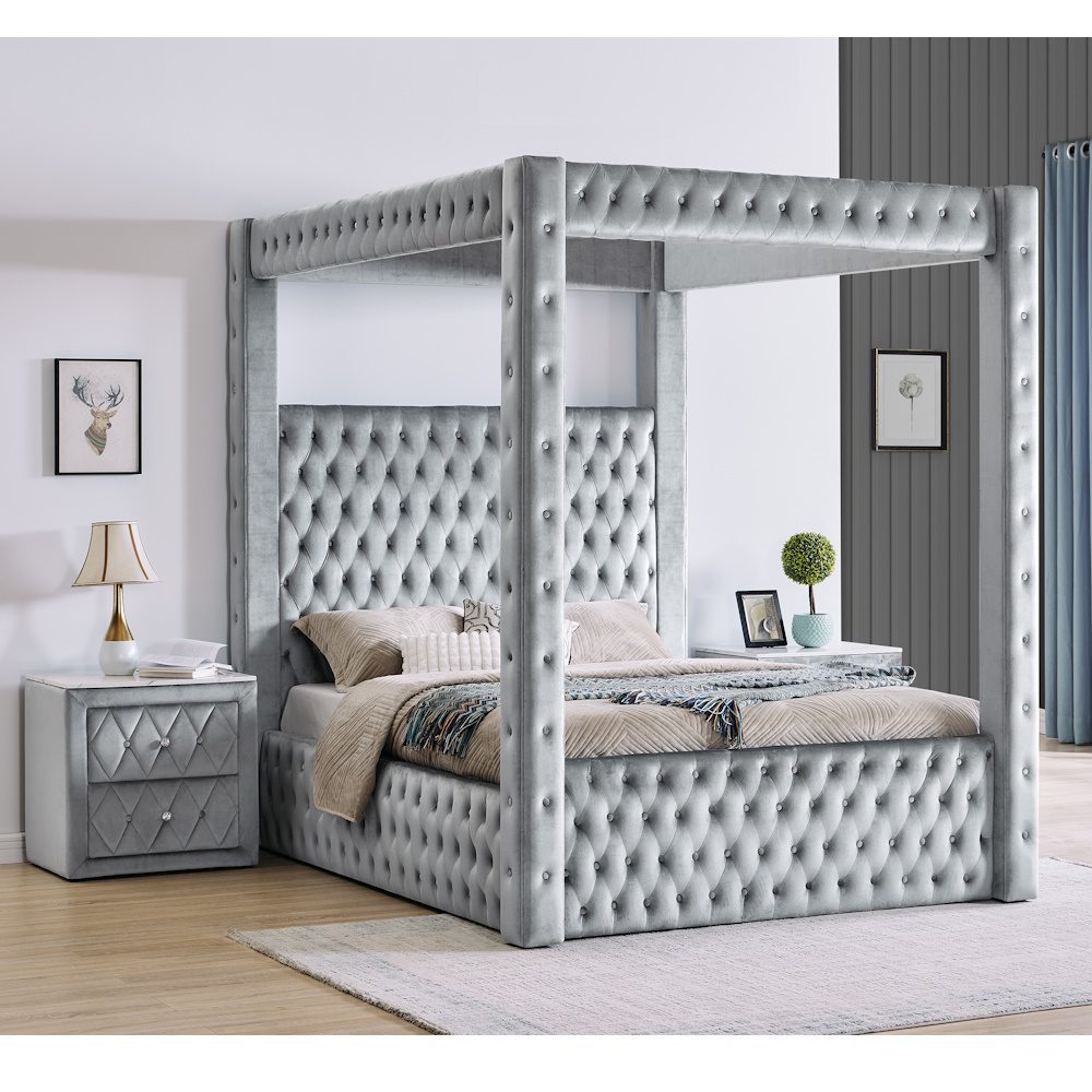 5114 Annabelle Grey Canopy Bed • Urban Furniture Outlet