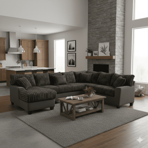 Mega Gun Metal Chaise Sectional