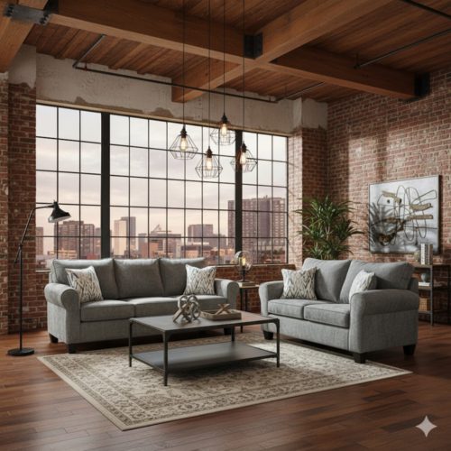 RSM2600-MG-SL-SCENE RSM2600 MERCURY GRANITE GREY SOFA AND LOVESEAT