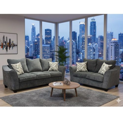 6950 Mercury Granite Grey Sofa and Loveseat