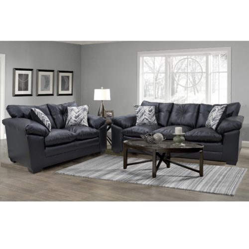 9300 Sierra Black Sofa and Loveseat