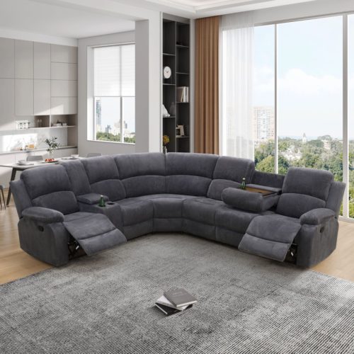 Grandview Gray Corduroy Reclining Sectional